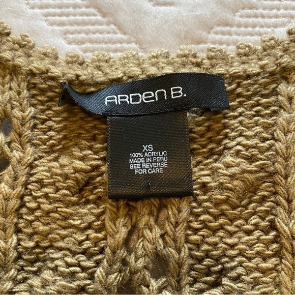 Vintage ARDEN B. Cable Knit Shrug Wheat Brown Size Extra Small (EUC) - Picture 3 of 10
